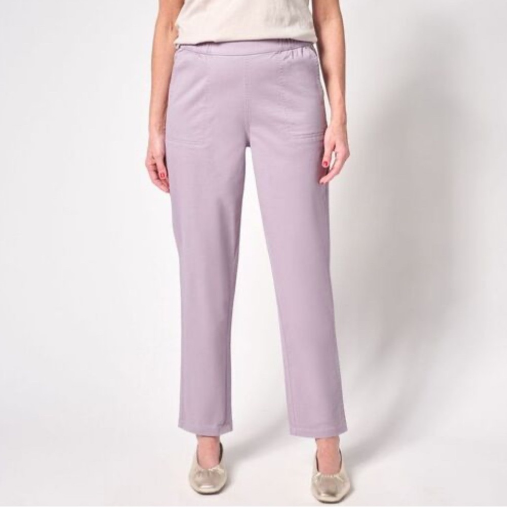NIP D & Company Straight leg Pull-on Pants in Lavender Grey L Ret. $55 $20